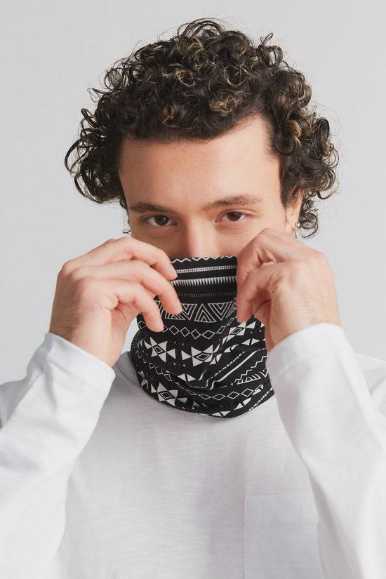 Leela Cotton 9625-046 | Unisex Schlauchschal - Schwarz-Weiss Tiefpreis