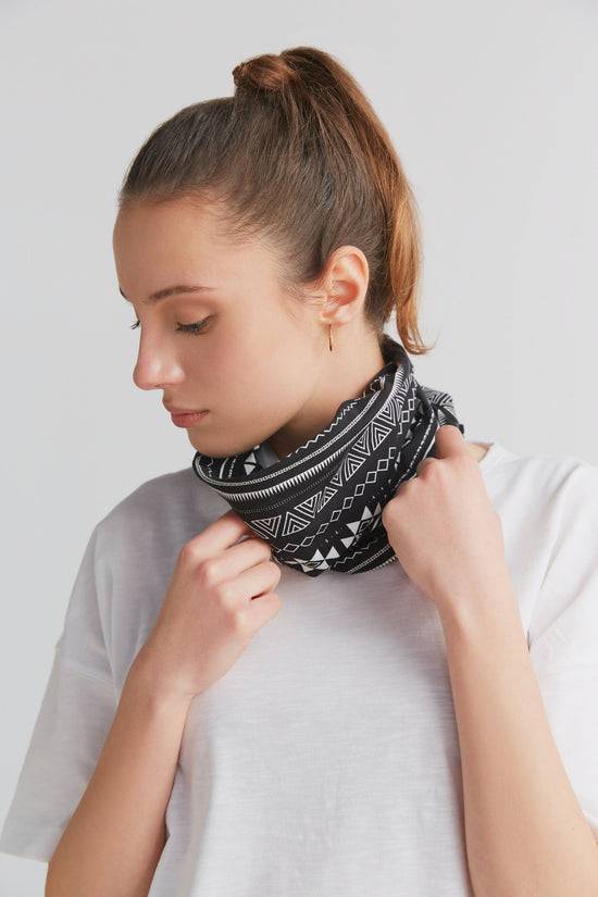 Leela Cotton 9625-046 | Unisex Schlauchschal - Schwarz-Weiss Tiefpreis
