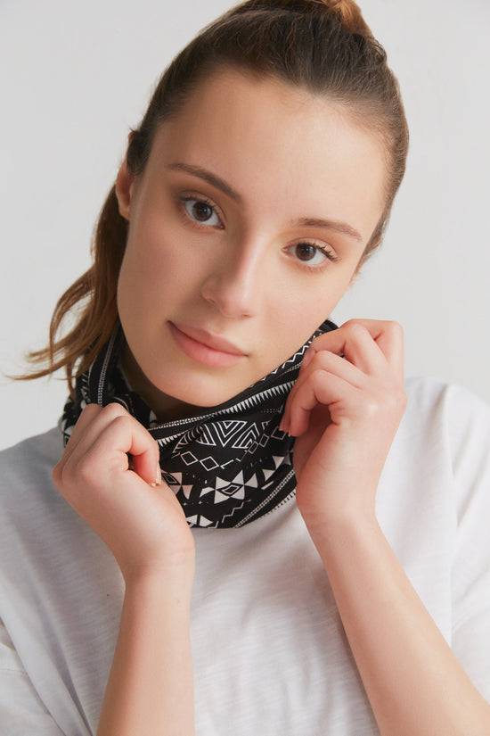 Leela Cotton 9625-046 | Unisex Schlauchschal - Schwarz-Weiss Tiefpreis