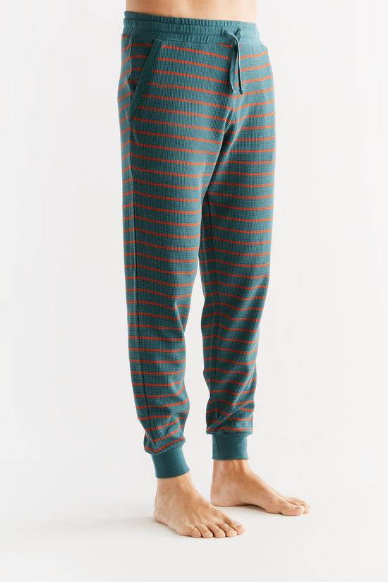 Leela Cotton 2454-051 | Waffel Strick Herrenhose - Tanne/Tabasco Begrenzte Freigabe
