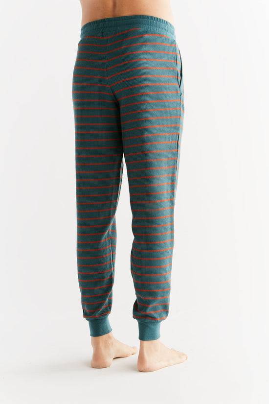 Leela Cotton 2454-051 | Waffel Strick Herrenhose - Tanne/Tabasco Begrenzte Freigabe