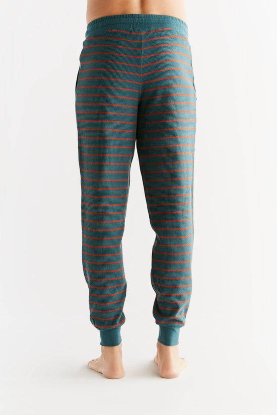 Leela Cotton 2454-051 | Waffel Strick Herrenhose - Tanne/Tabasco Begrenzte Freigabe