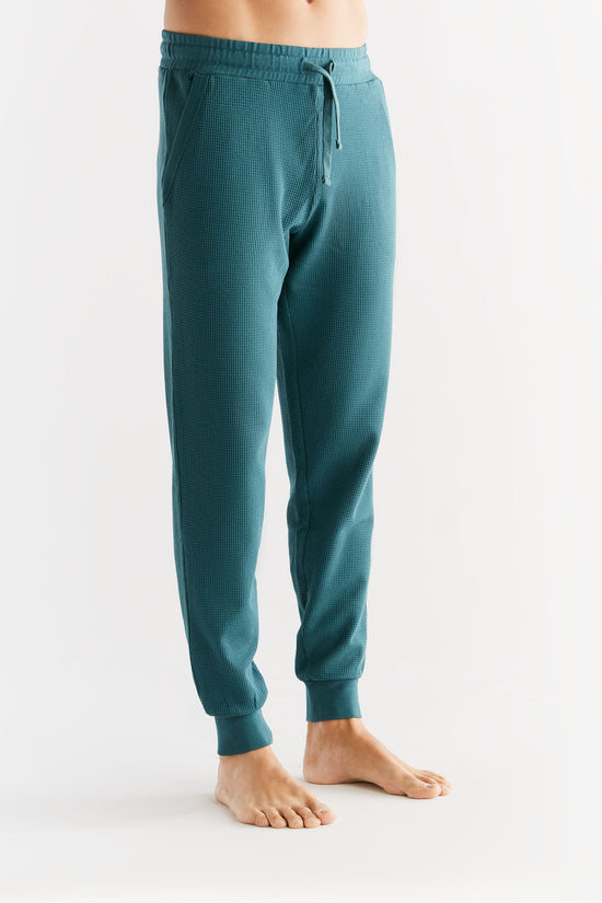 Leela Cotton 2454-063 | Waffel Strick Herrenhose - Tanne JETZT KAUFEN