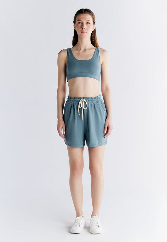 Leela Cotton 1440-066 | Pyjama-Shorts - Gobelin Blau Super Rabatt