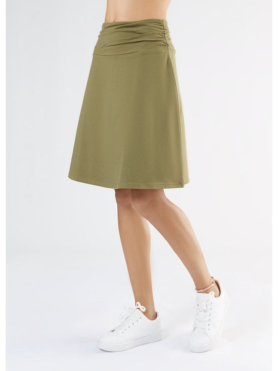Leela Cotton 1418-041 | Rock A-Linie mit Komfortbund - Oliv 50% Rabatt mit kostenlosem Versand