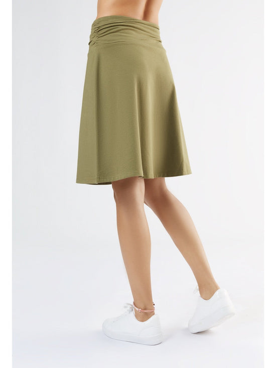 Leela Cotton 1418-041 | Rock A-Linie mit Komfortbund - Oliv 50% Rabatt mit kostenlosem Versand