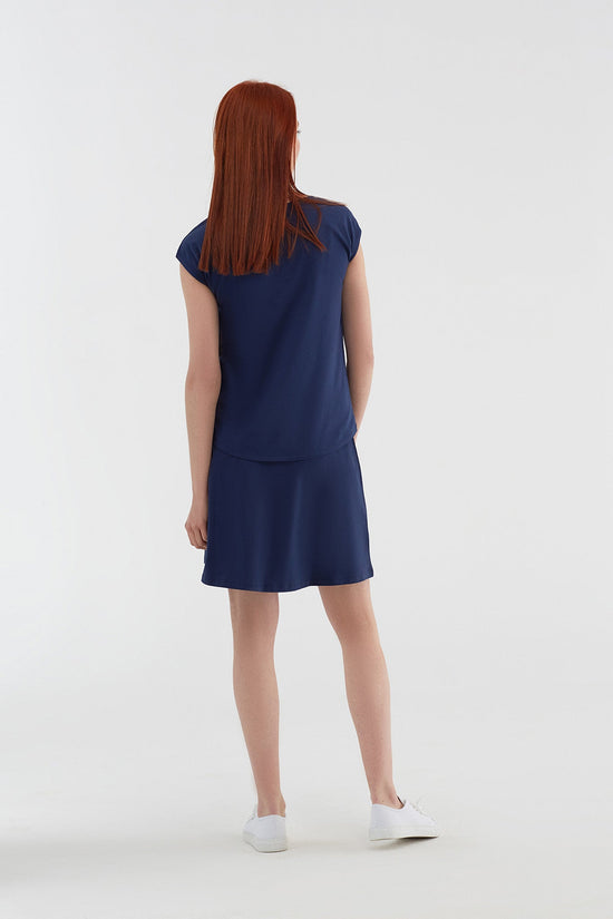 Leela Cotton 1418-02 | Rock A-Linie mit Komfortbund - Admiralblau Kostenloser Versand international