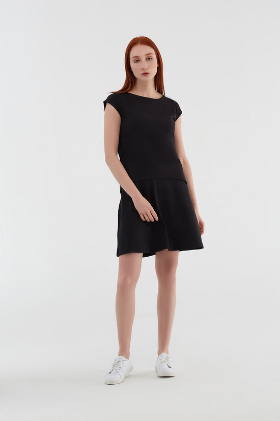 Leela Cotton 1418-01 | Rock A-Linie mit Komfortbund - Schwarz Fabrikladen