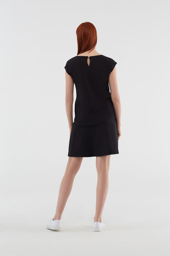 Leela Cotton 1418-01 | Rock A-Linie mit Komfortbund - Schwarz Fabrikladen