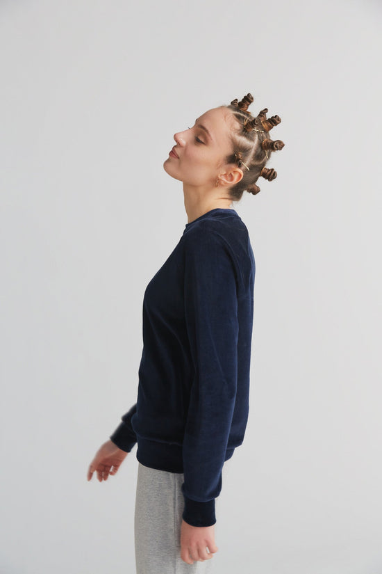 Leela Cotton 1277-045 | Damen Nickysweatshirt - Nachtblau Begrenzt auf 3 Tage