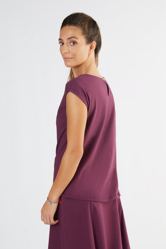 Leela Cotton 1261-028 | Damen Blusen-Shirt - Aubergine Black Friday Preise