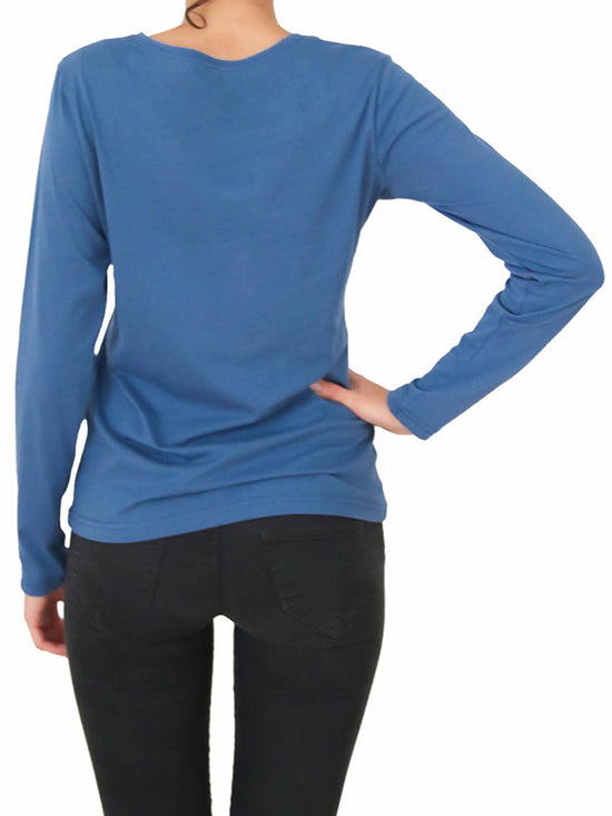 Leela Cotton 1251-05 | Damen Langarmshirt - Denimblau zollfrei