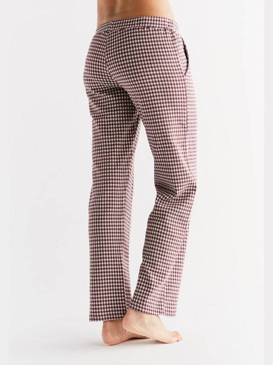 Leela Cotton 1455-01 | Damen Homewear-Hose kariert - Aubergine-Natur 2025