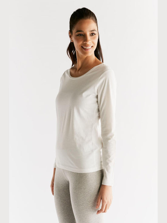 Leela Cotton 1251-01 | Damen Langarmshirt - Naturweiss Outlet