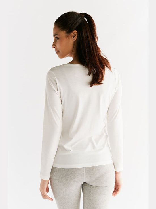 Leela Cotton 1251-01 | Damen Langarmshirt - Naturweiss Outlet