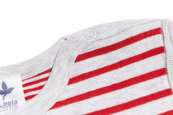 Leela Cotton 2460 | Baby Wendelangarmshirt - Grau-Ziegelrot Großer Ausverkauf