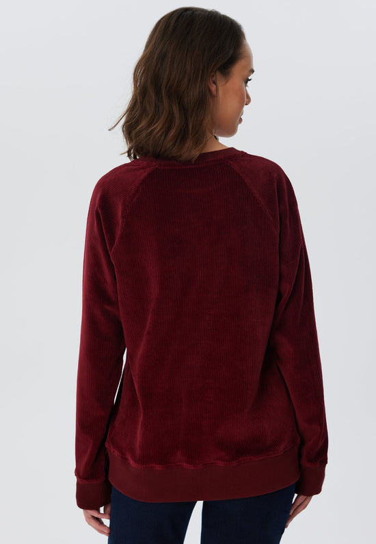 Leela Cotton 1278-030 | Damen Cord Sweatshirt - Bordeaux Cyber Monday
