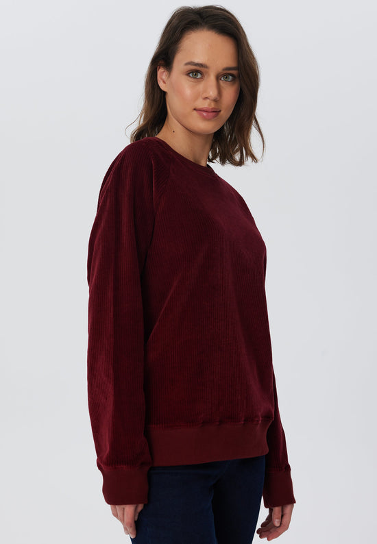 Leela Cotton 1278-030 | Damen Cord Sweatshirt - Bordeaux Cyber Monday