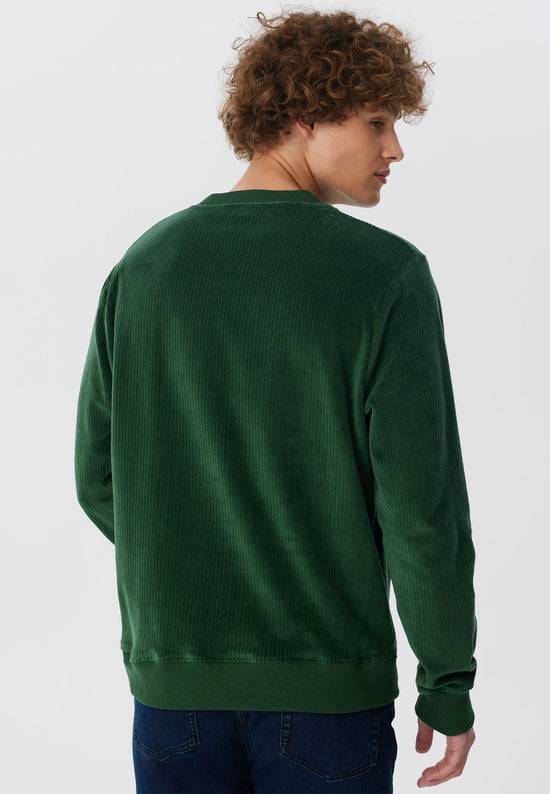 Leela Cotton 2232-067 | Herren Cord Sweatshirt - Tannennadel Vatertagsangebot