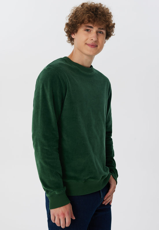 Leela Cotton 2232-067 | Herren Cord Sweatshirt - Tannennadel Vatertagsangebot