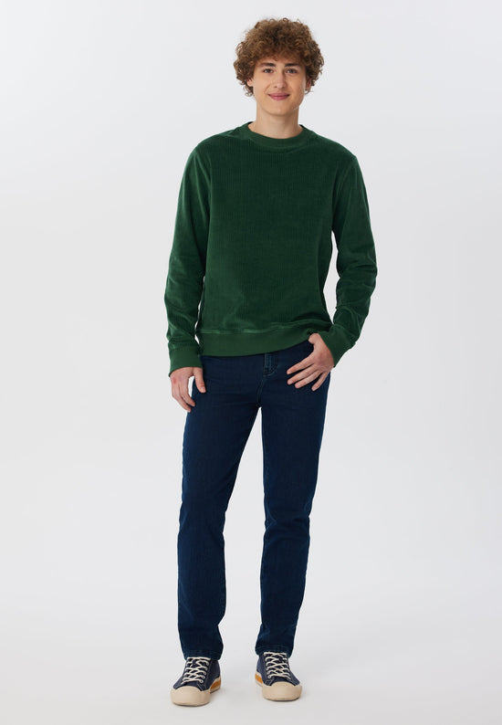 Leela Cotton 2232-067 | Herren Cord Sweatshirt - Tannennadel Vatertagsangebot