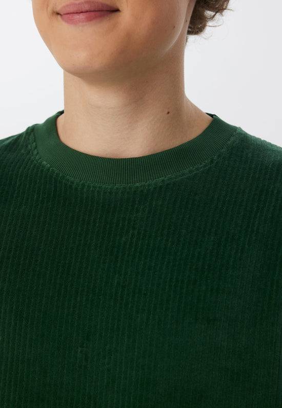 Leela Cotton 2232-067 | Herren Cord Sweatshirt - Tannennadel Vatertagsangebot