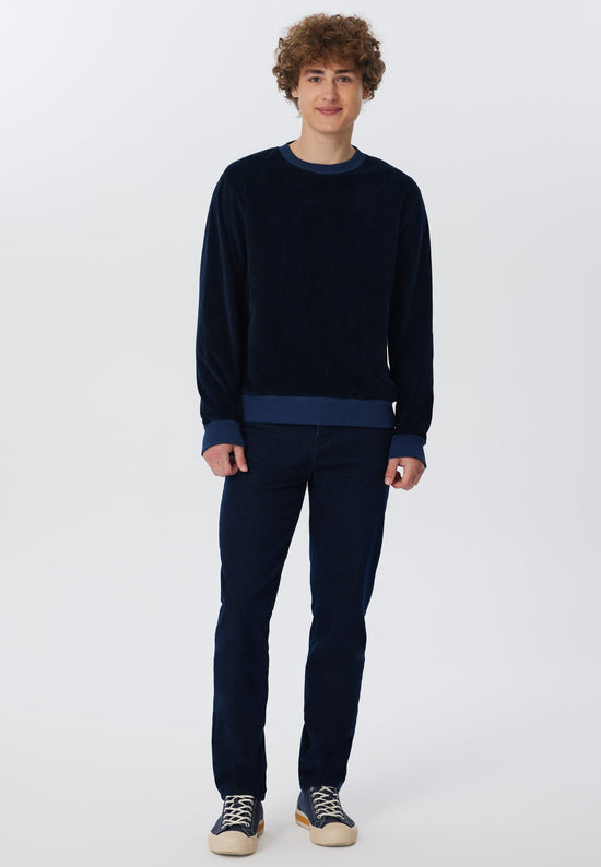 Leela Cotton 2232-045 | Herren Cord Sweatshirt - Nachtblau Valentinstagsangebot