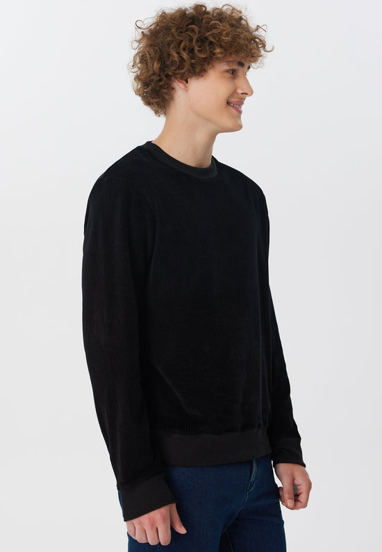Leela Cotton 2232-021 | Herren Cord Sweatshirt - Schwarz Jubiläumsangebot