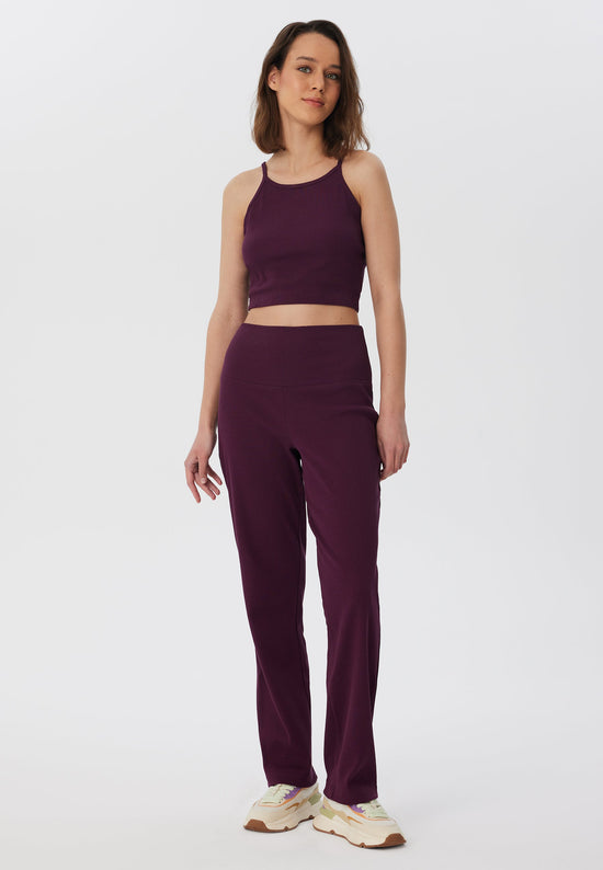 Leela Cotton 4071-028 | Ripp Hose - Aubergine Auslauf