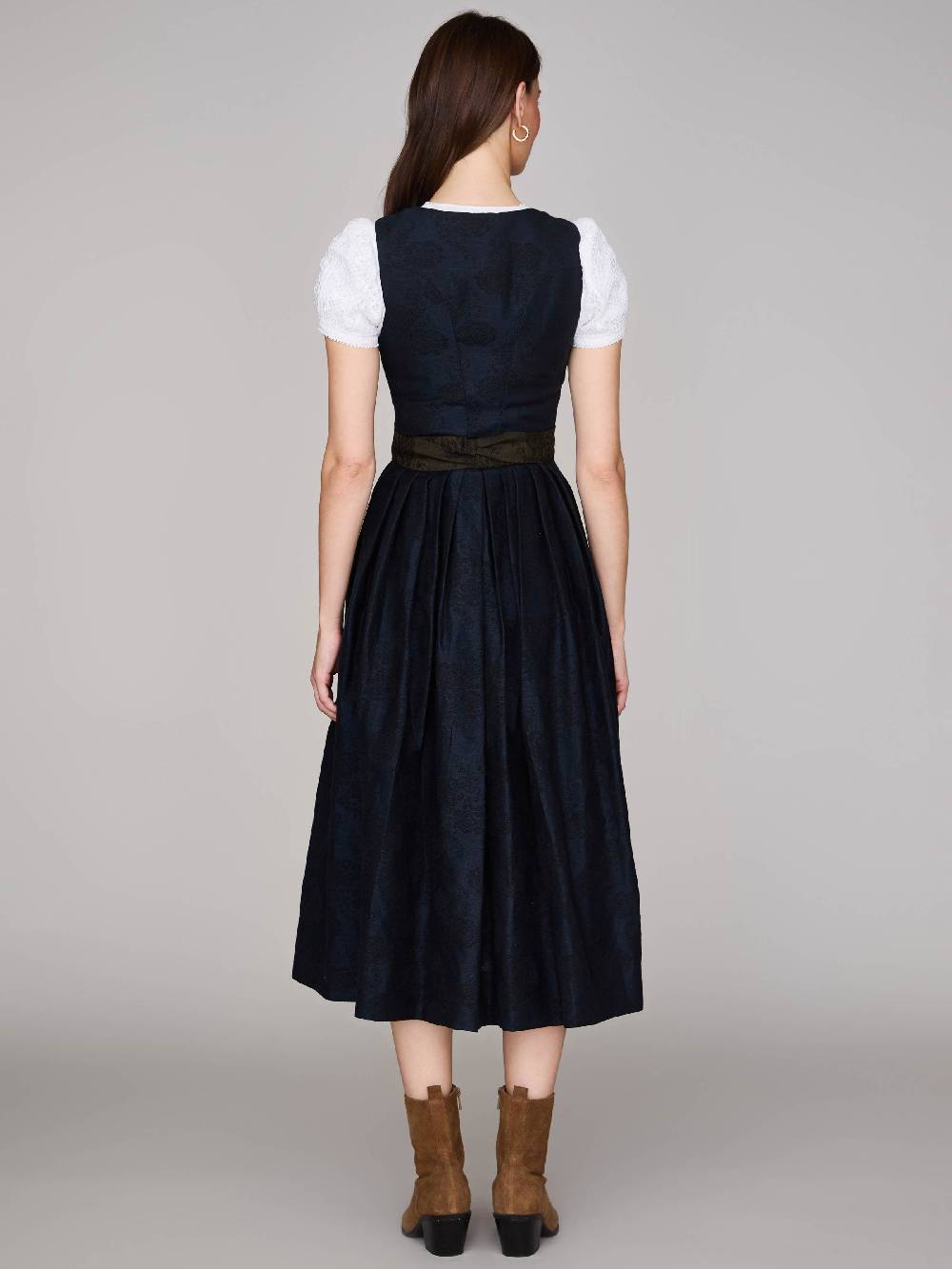 Limberry Indigoblaues Dirndl mit floralem Muster - MONIKA INDIGOBLAU Preisnachlass