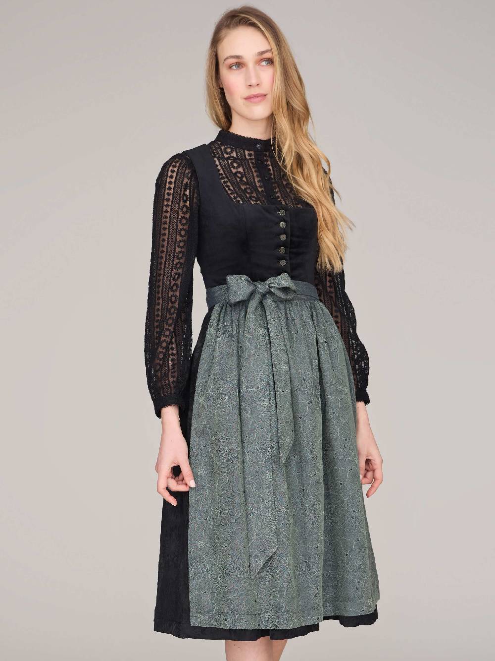 Limberry Schwarzes Dirndl mit Knöpfen - GEORGINA ANTIQUE BLACK Osterangebot