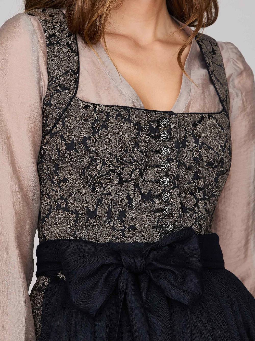 Limberry Schwarz gemustertes Dirndl - HEDI BLACK FOLKLORE Valentinstagsangebot