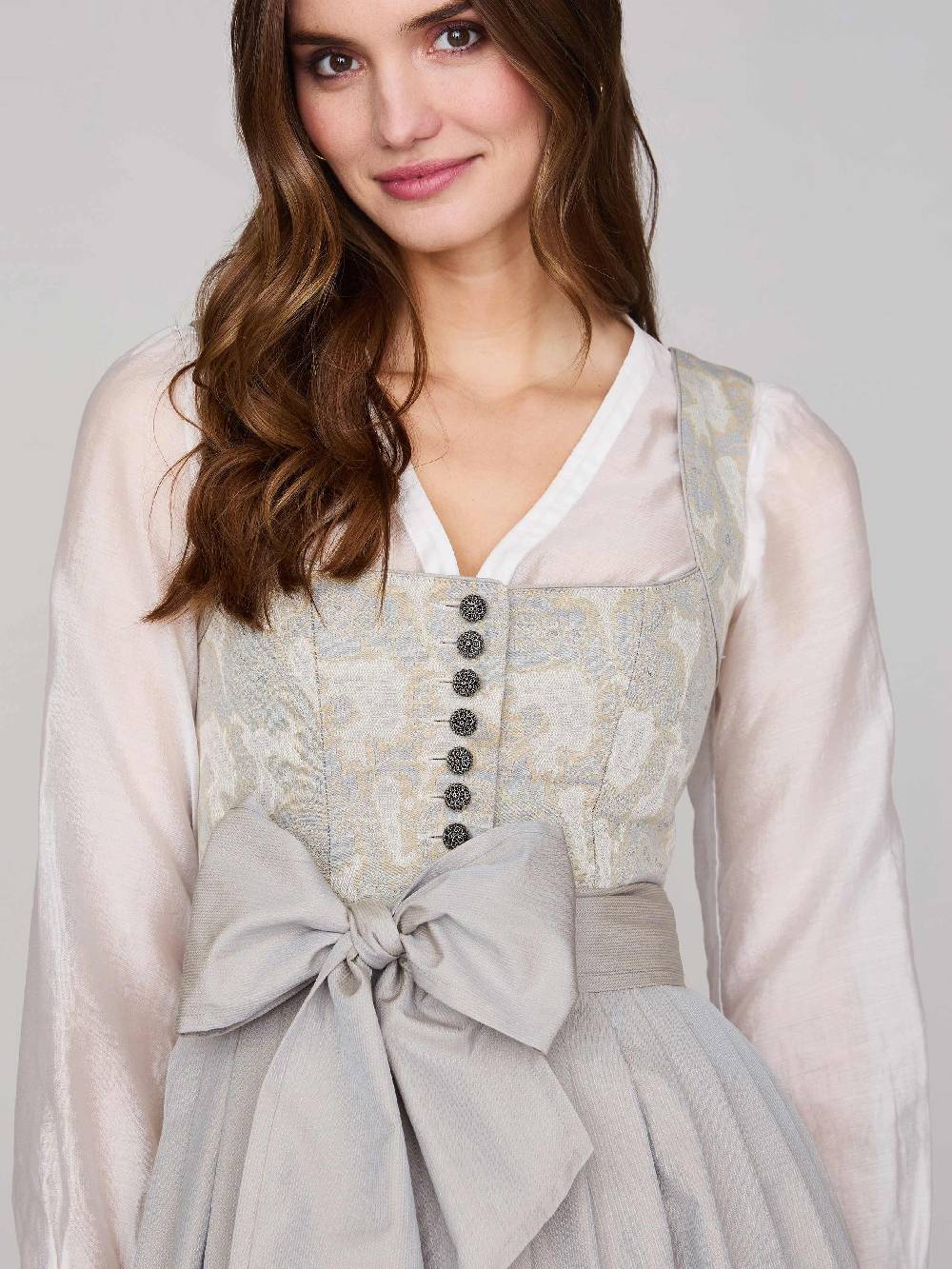 Limberry Gemustertes Dirndl in Greige - HEDI GREIGE FOLKLORE Lagerräumung