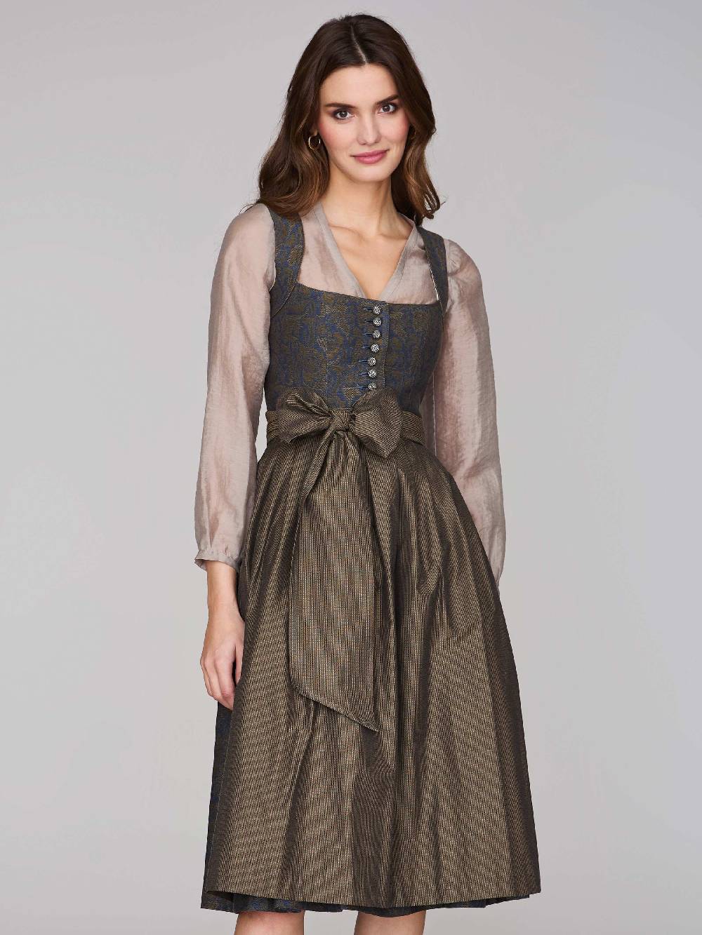 Limberry Braunes Dirndl mit floralem Muster - HEDI BRASS FOLKLORE Heißer Verkauf