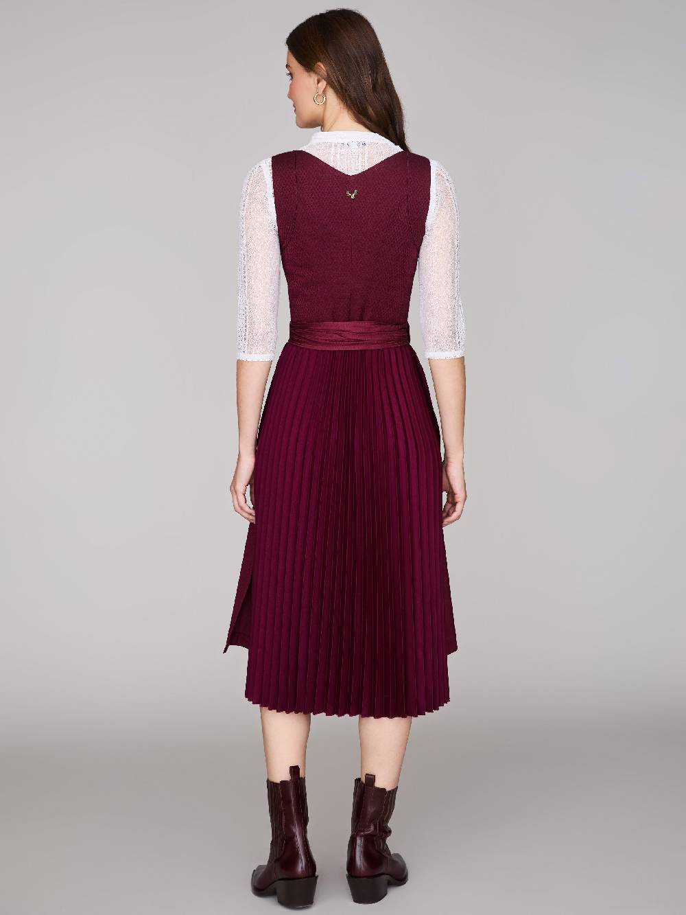 Limberry Bordeauxrotes Dirndl mit plissiertem Rock - HEDI PLISSEE BORDEAUX Neueste Mode