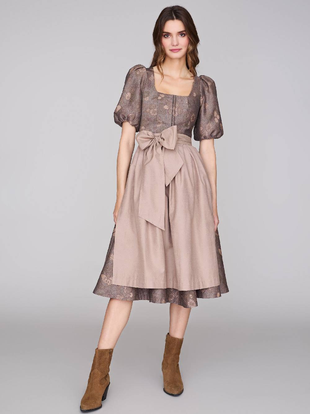 Limberry Nussbraunes Dirndl mit Puffärmeln - PAULINE MUTED MARON Blitzangebot