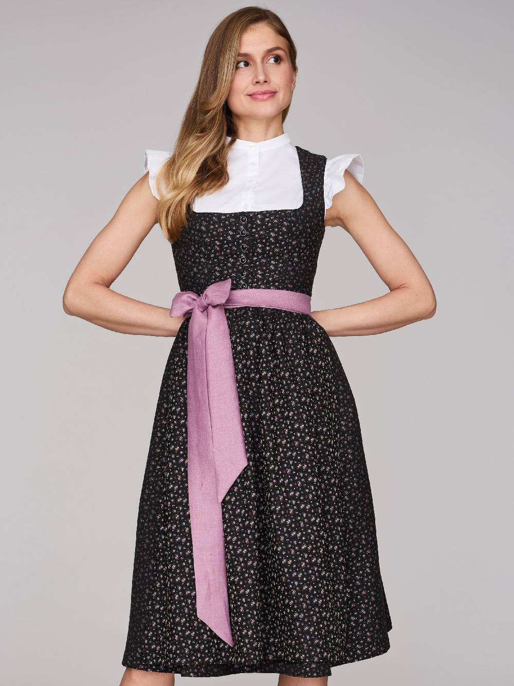 Limberry Schwarzes Dirndl mit Streublumenmuster - ELSIE BLACK Tägliche Deals