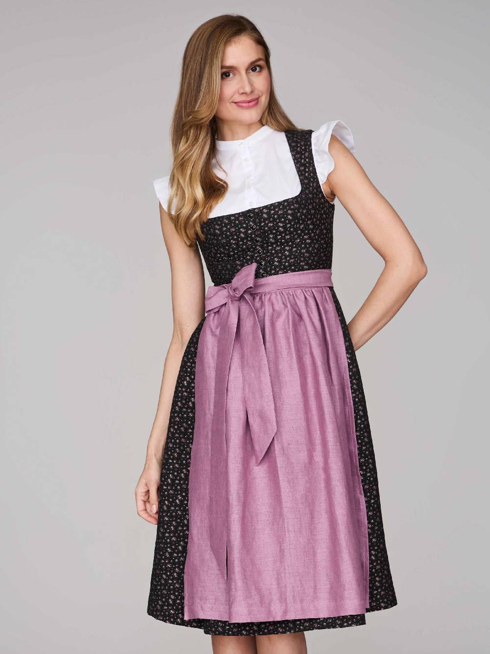 Limberry Schwarzes Dirndl mit Streublumenmuster - ELSIE BLACK Tägliche Deals