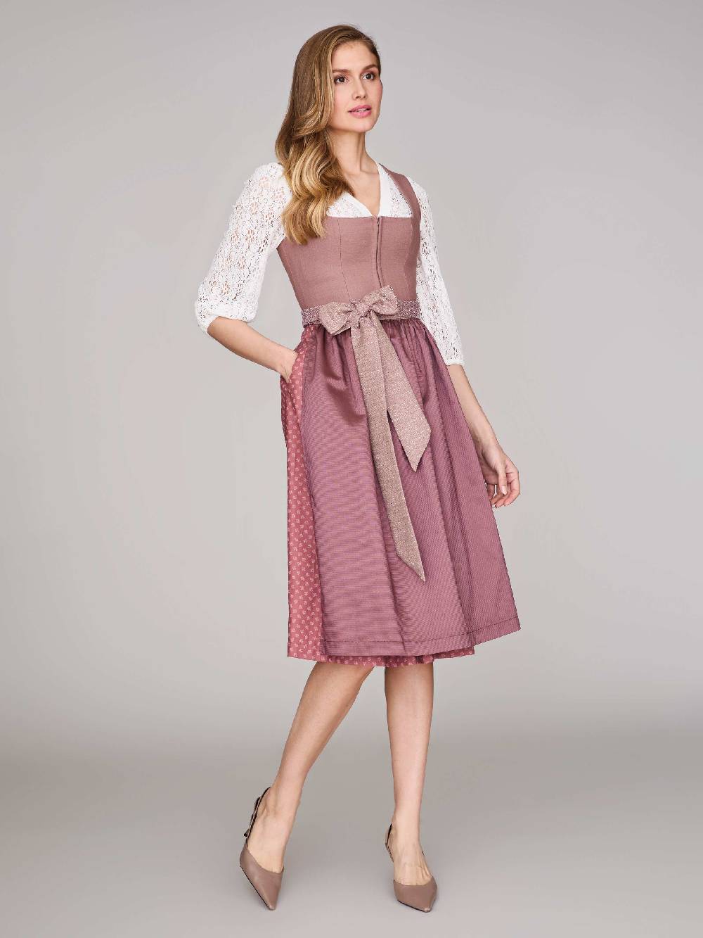 Limberry Rosa-farbenes Dirndl mit Leinen-Mieder - ADA DUSTY ROSEWOOD Riesige Ersparnisse