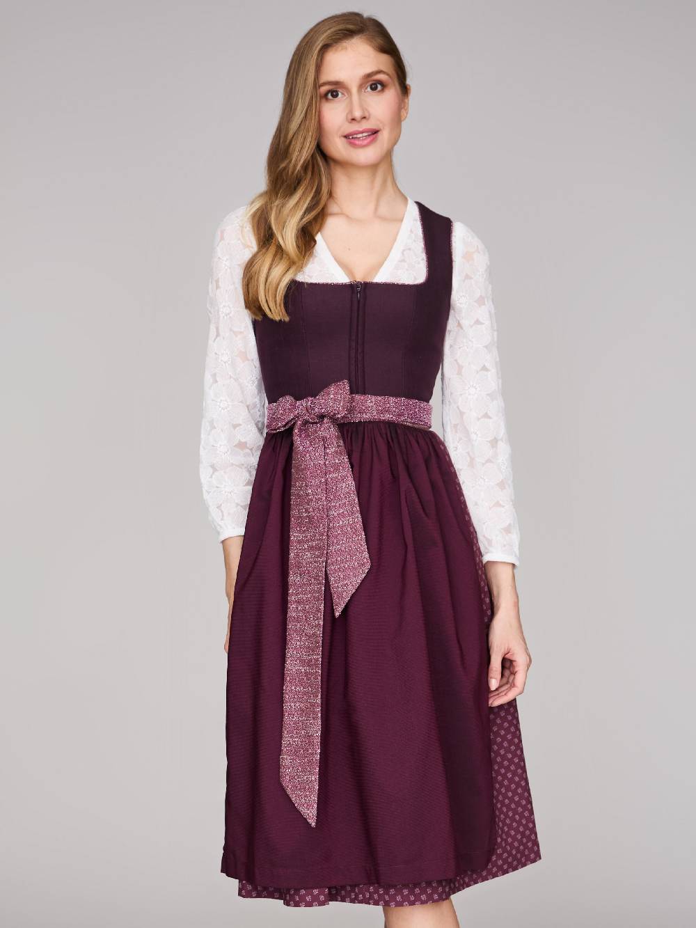 Limberry Beeren-farbenes Dirndl mit Leinen-Mieder - ADA FIG VIP-Rabatte