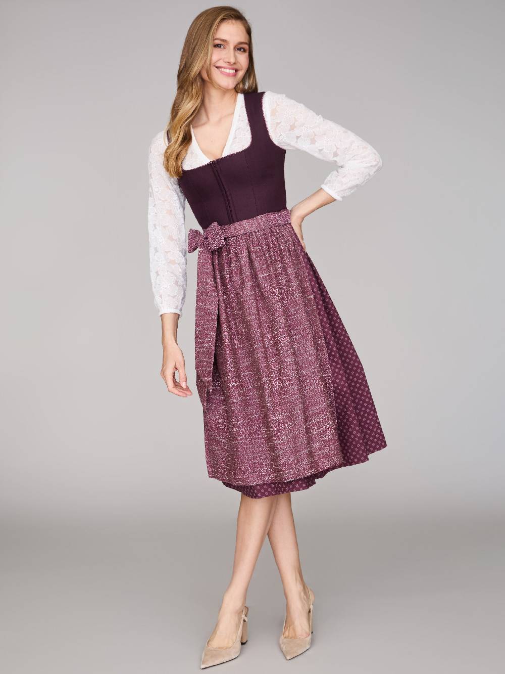 Limberry Beeren-farbenes Dirndl mit Leinen-Mieder - ADA FIG VIP-Rabatte
