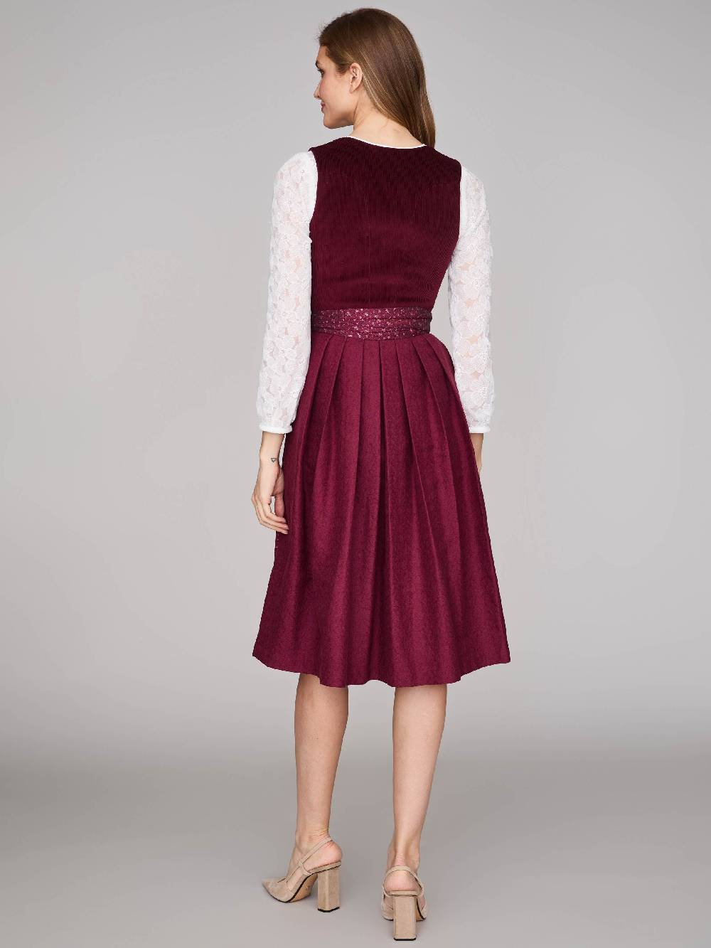 Limberry Burgunderrotes Dirndl mit Cord-Mieder - TIA VINTAGE BURGUNDY Letzte 3 Tage