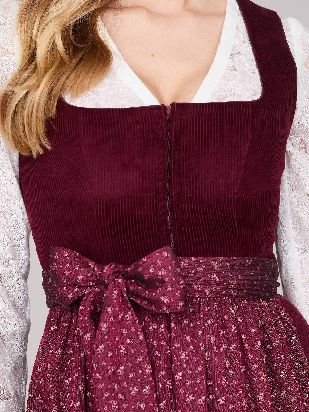 Limberry Burgunderrotes Dirndl mit Cord-Mieder - TIA VINTAGE BURGUNDY Letzte 3 Tage