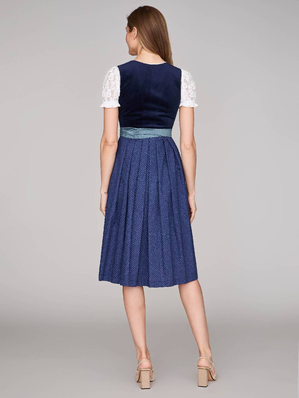 Limberry Dunkelblaues Samt-Dirndl mit Knöpfen - LUCINDA PAGEANT BLUE Neueste Stile