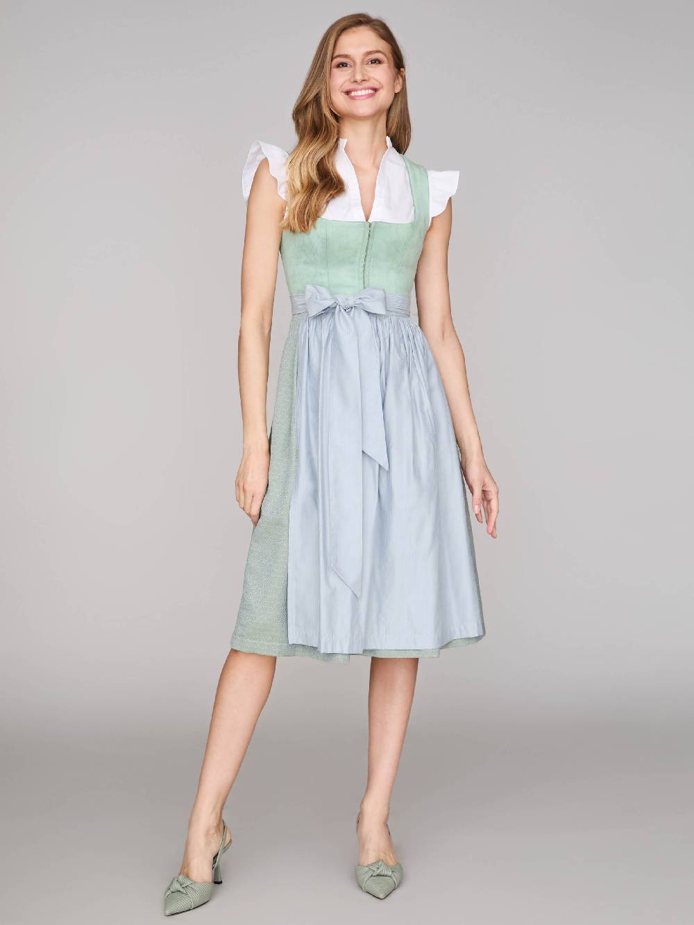 Limberry Mintgrünes Dirndl mit Velours-Mieder - ISOBEL FROSTY GREEN Letzte 2 Tage