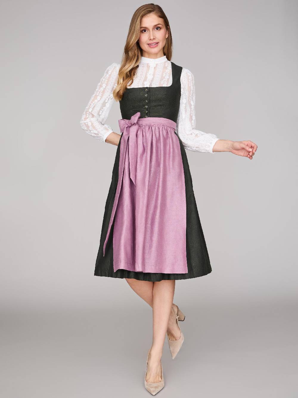 Limberry Grünes Dirndl mit Knöpfen - FELICITY PINE FLOWER Letzter Tag