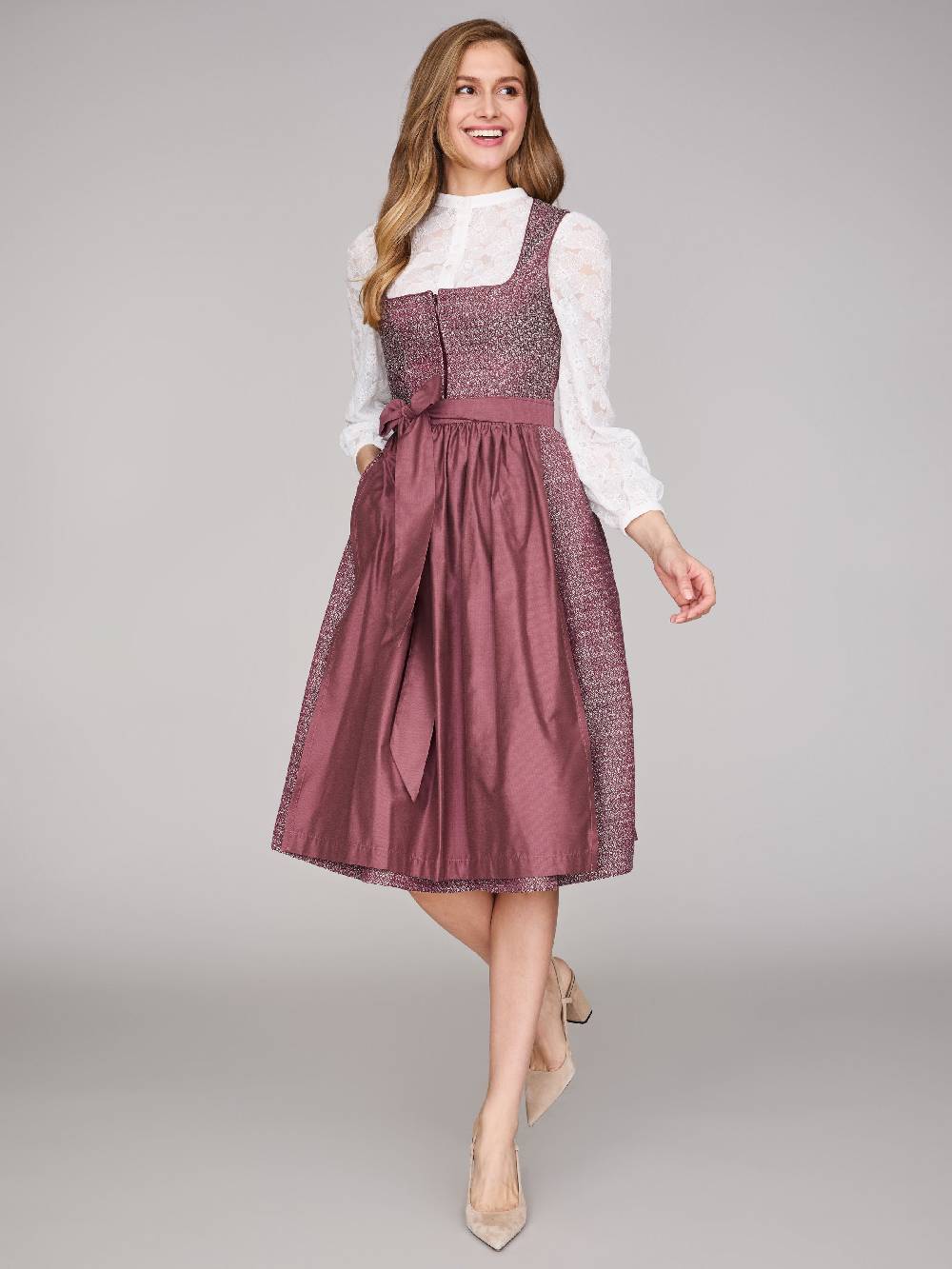 Limberry Rubinrotes Dirndl mit floralem Muster - ORLA POMEGRANATE Zeitbegrenzte Promotion