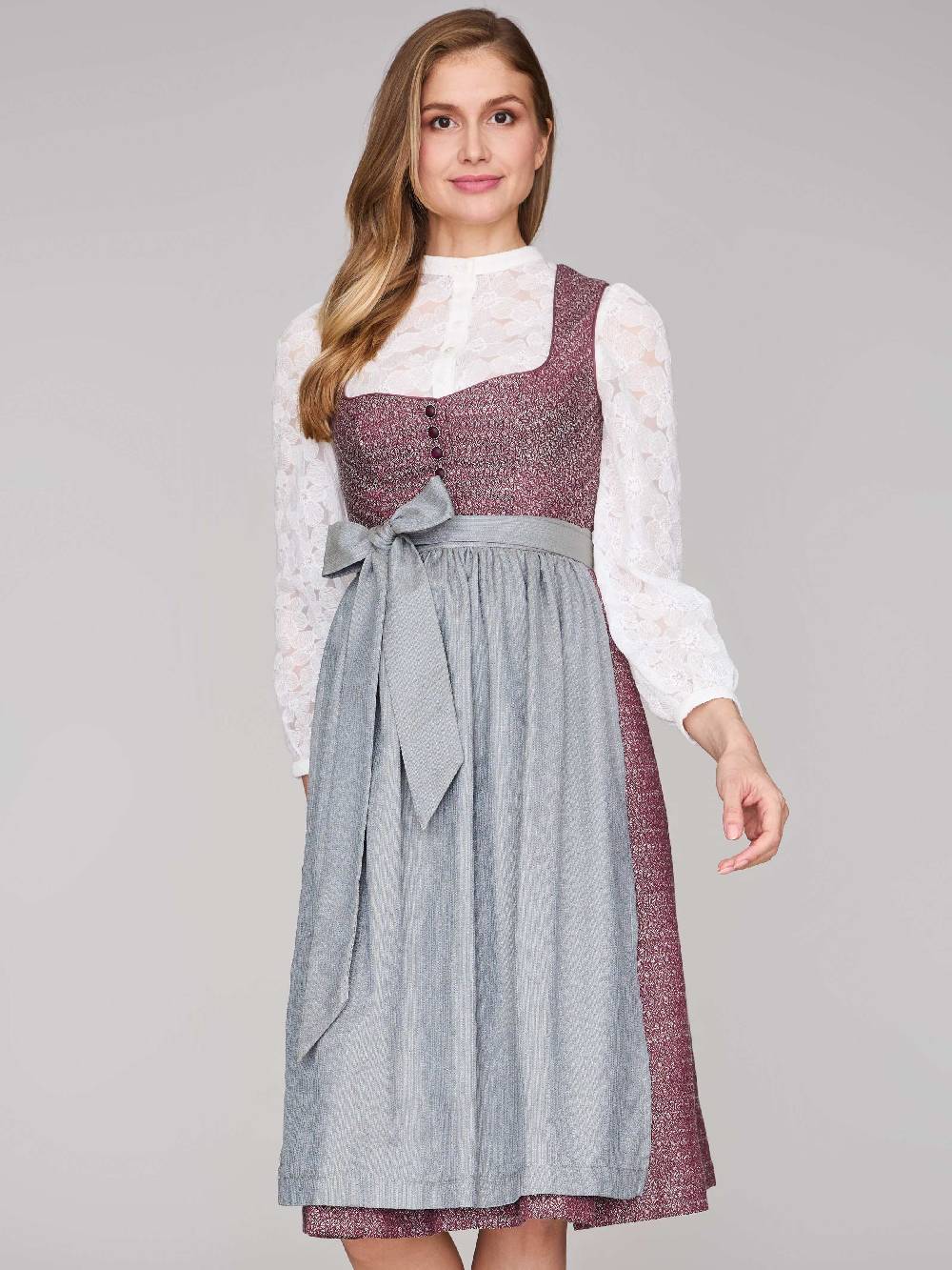 Limberry Rubinrotes Dirndl mit Knöpfen - JOSIE POMEGRANATE Bis zu 65% Rabatt