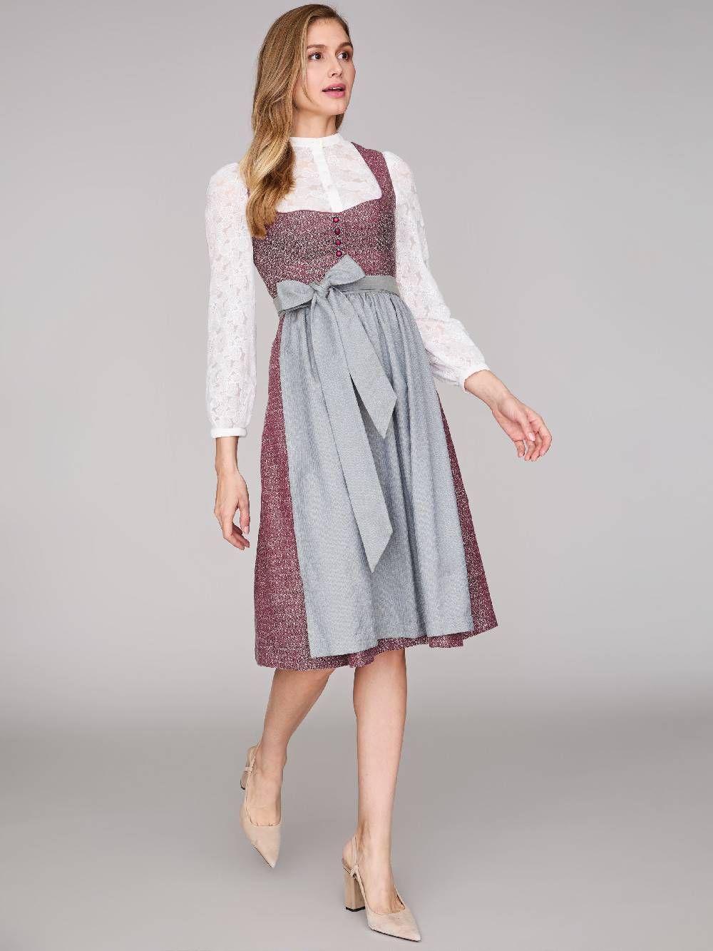 Limberry Rubinrotes Dirndl mit Knöpfen - JOSIE POMEGRANATE Bis zu 65% Rabatt