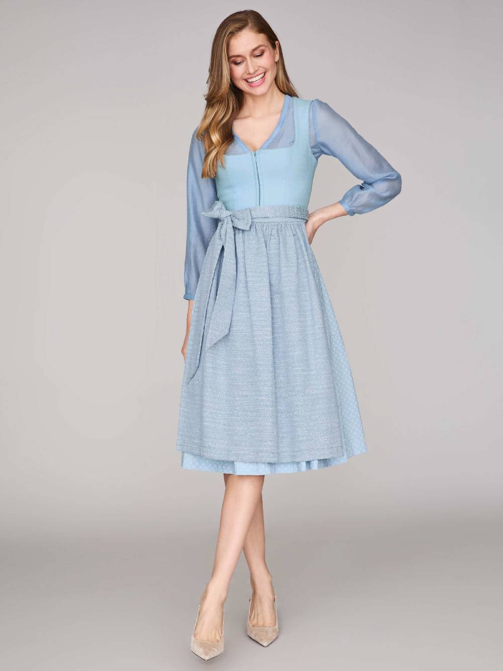 Limberry Hellblaues Dirndl mit Leinen-Mieder - ADA COOL BLUE Sonderangebot der Fabrik